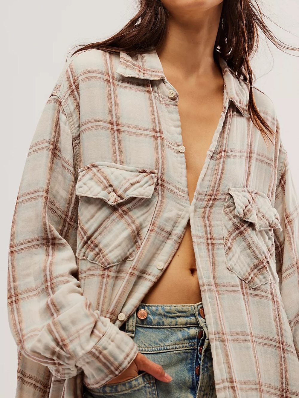 CP Shades Plaid Maxi Top in Sand